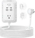 10 Ft Flat Plug Extension Cord Multi Outlet Power Strip with 2 USB C Ports