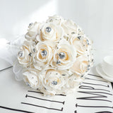 Wedding Bouquets For Bride Bridesmaid Hand Bouquet Diamond Artificial Flowers For Wedding Marriage Proposal Party Valentine'S Day Church Home Decoration (Champagne)