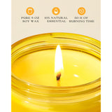 Citrus Lemon Odor Eliminating Highly Fragranced Candle - Eliminates 95% Of Pet, Smoke, Food, And Other Smells Quickly, Non Toxic Air Freshing Soy Candle, 9 Oz Up To 50 Hours Burn Time
