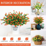 12 Bundles Artificial Flowers Outdoor Fake Plant Uv Resistant Faux Plastic Greenery Shrubs Plants For Garden Porch Hanging Planter Window Patio Farmhouse Decoration Real Looking (Orangered)