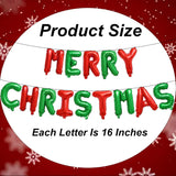 Merry Christmas Letter Balloons Banner, 1 Set Red And Green Merry Christmas Foil Balloon - 16 Inch For Indoor Outdoor Sign Party Decorations Supplies