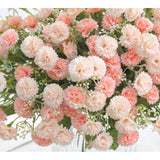 2Pcs Small Carnation Artificial Flowers Bulk Fake Flower With Stems Silk Carnation Flowers For Outdoors Wedding