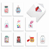 - 20 Assorted Valentine'S Day Cards Bulk (4 X 5.12 Inch) - Boxed Greetings (10 Designs, 2 Each) - Love Jar Am3183Vdg-B2X10