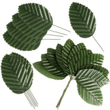 Artificial Leaves,200 Pieces Faux Wired Single Leaf Fake Rose Wire Crafts Leaves For Flower Diy Home Decorative Bouquet Wreaths Wedding Decor Christmas Decorations (Green)