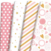 Birthday Wrapping Paper Folded For Girls, Women, Baby, Pink Wrapping Paper, Pink Gift Wrap For Birthday, Valentines, Christmas, Wedding, Baby Shower, Pre-Cut 12 Sheets Each 20"X 29"