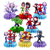 8Pcs Spider And His Friends Honeycomb Table Centerpiece, Cartoon Birthday Party Supplies Table Decorations For Kids Party Decorations