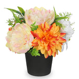 Yellow Artificial Flowers Small Fake Flowers In Vase Peonies Dahlia Tiger Lily Potted Silk Flower Arrangements Faux Plants & Flowers Home Bathroom Kitchen Table Centerpieces Desk Decor