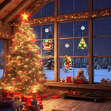 Christmas Window Decorations Lights With Suction Cup 3 Pcs Battery Operated Hanging Light Santa Claus, Bells, Christmas