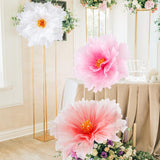 3Pcs 19.7In Giant Flowers Decoration, Artificial Gauze Large Flower Prop For Valentines Day Decorations Wedding Reception Banquet Ceremony Church Party, White Pink And Purple