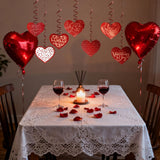 Happy Valentine'S Day Decorations 12Pcs - Heart Hanging Ornaments With Rose & Kiss Me Phrases, Xoxo Red Heart Swirl Spiral Garland For Valentine'S Party, Home, Wedding Decor