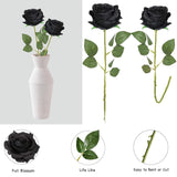 12 Pcs Artificial Roses Flowers Party Decorations Fake Roses Silk Flowers Faux Roses Flowers Petal Floral For Home Wedding Party Shop Garden Bridal Decorations Diy(Black)