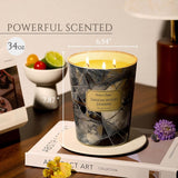 Homelights Scented Candles | Large Jar 34 Oz Natural Soy Candle | 130 Hrs Long-Lasting With 3 Wicks | Industrial Chic Home Decor | Gifts For Mom & Women, Sandalwood Jasmine