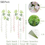 10Pcs White & Pink Fake Wisteria Hanging Flowers, 3.6Ft/Pcs Artificial Wisteria Garland, Hanging Flowers For Wedding Party Home Backdrop Wall Decoration