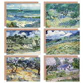 Vincent Van Gogh Auvers Landscape Orchard Cottages Zeegezicht Fine Art Greeting Card Pack Of 6