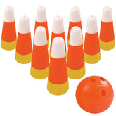 Halloween Candy Corn Bowling Game For Party, Plastic Fall Games For Kids & Adults Indoor/Outdoor Backyard Fall Carnival Activity Trunk Or Treat Game, Fall Festival Party Supply