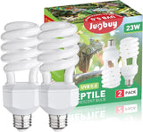 UVB Reptile Light Bulb 5.0 23W Spiral Compact Fluorescent Terrarium Lamp for Tropical Reptiles 2 Pack