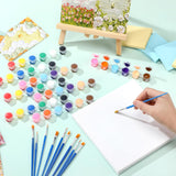 840 Pcs Mini Acrylic Paint Set 60 Set 12 Colors Washable Paint Strips 60 Pcs Flat Brushes 60 Pointed Brushes For Arts Crafts Birthday Party Favors(3 Ml)