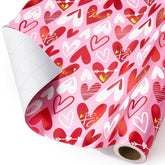 Valentines Wrapping Paper Roll - 1 Roll 17”X 33Ft Valentines Day Gift Wrap Paper Red Love Heart Design For Girls Women Valentine Date Favor Sweet Heart Style