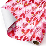 Valentines Wrapping Paper Roll - 1 Roll 17”X 33Ft Valentines Day Gift Wrap Paper Red Love Heart Design For Girls Women Valentine Date Favor Sweet Heart Style