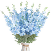 16Pcs Light Blue Delphinium Artificial Flower 33.5'' Faux Flowers Long Stem Silk Larkspur Flowers Bulk For Tall Vase For Home Wedding Floral Arrangements Centerpiece Table Decor