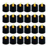24 Pack Black Tea Lights Candles, Flickering Warm Yellow Flameless Led Tealights, Battery Operated Fake Candles, Decoration For Halloween And Christmas (Black)