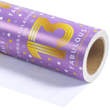 13Th Birthday Wrapping Paper - Mini Roll - 17 Inch X 33 Feet - Purple Gold Polka Dots Design For Birthday, Party, Holiday