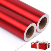 Matte Metal Red Wrapping Paper, Solid Color Paper-2 Roll,17 Inches X 32.8 Feet Per Roll,Gift Wrapping Paper, Perfect For Wedding,Valentine'S Day, Birthday,Baby Shower,Diy Bouquet