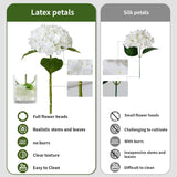 3Pcs White Hydrangea Artificial Flowers,21" Full Large Faux Hydrangea Flowers With 3 Pcs Butterflies,Latex Real Touch Flowers For Home Decor Floral Arrangements Wedding Bouquets Centerpieces
