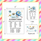 What'S Your Astronaut Name For Baby Shower Game, Birthday Party Decoration, Pack 1 Sign And 30 Name Stickers, Baby Shower Games, Gender Neutral Party Supplies(Mzg16)