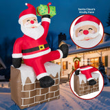 8Ft Christmas Inflatables Santa Claus On The Chimney,Christmas Inflatables Decorations Outdoor/Indoor,Blow Up Santa Clau
