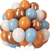 Burnt Orange Blue Balloons Terracotta Gold White Fall Thanksgiving Party Decorations