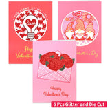 Valentines Cards For Adults Kids Happy Valentine'S Day Valentine Cards With Envelopes 12 Pcs Gold Foil Heart Love Glitter Layered Cricut Cut 4X6 Inch Blank Inside