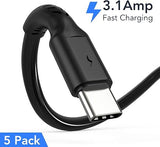 5 Pack 6 Inch Short USB A to USB C 3A Fast Charging Cables for Samsung OnePlus LG