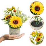 Sunflower Artificial Flowers Pot, Sunflower Decor, Yellow Fake Flower In Pots, For Home Bathroom Kitchen