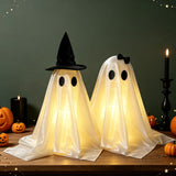 Halloween Decorations Indoor, 25.9 Inch Light Up Ghost Decorations Set of 2 with Timer, DIY Spooky Crafts Kit for Mantel Shelf Tabletop, White Ghosts for Home Party