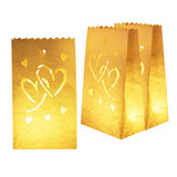 Valentine'S Day 50 Pcs White Luminary Bags With Hearts, Upgraded Moisture-Proof Candle Bags, Tea Light Luminaries For Wedding, Halloween, Thanksgiving, Christmas, Party