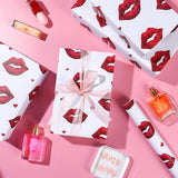 Valentine'S Day Red Lips Wrapping Paper Roll - 17In X 16.4Ft - Romantic Wrapping Paper With Red Lips & Red Hearts Design - Ideal For Bridal Shower, Wedding, Birthday, Valentine'S Day