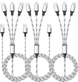 3 Pack 5FT 3 in 1 Multi Charging Cable Nylon Braided USB Charger Cord for USB C Micro USB Lightning