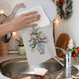 Coquette Bow Chinoiserie Christmas Tree Kitchen Towels, Grandmillennial Xmas Wreath Dish Tea Towels For Kitchen, Blue And Pink Xmas Decorative Hand Towel For Bathroom, 16X24 Inch Set Of 2