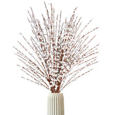 10Pcs 29.5" Long Artificial Flower Winter Jasmine Folk Pip Berry Plant Dry Branches For Wedding Home Decor Vase Christmas Decor (10, White)
