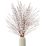 10Pcs 29.5" Long Artificial Flower Winter Jasmine Folk Pip Berry Plant Dry Branches For Wedding Home Decor Vase Christmas Decor (10, White)