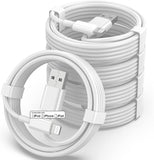 5 Pack 3FT MFi Certified USB A to Lightning Cable Fast Charging Cord White