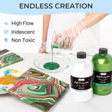 8 Colors 33.8 Oz Large Bulk Iridescent Acrylic Pouring Paint Supplies Kit, Premixed High Flow Art Pour Paint With Silicone Pour Oil, Gloves, Tablecloths For Beginner Diy, Ready To Pour