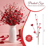36 Pcs Valentine'S Day Decorations Valentine'S Day Berry Picks 17 Inch Artificial Red Heart Shaped Berry Picks With Red Pink Berries Floral Stems For Weddings Anniversaries Birthday Parties