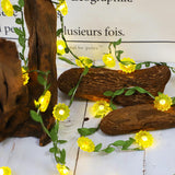 Sunflower Decor Flower String Lights Vines With Fairy Lights Christmas, 30 Led Copper Wire With Remote Control Battery O