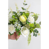 Fake Flowers With Vase,Artificial Silk Roses In Vase,Table Centerpieces For Dining Room, Silk Faux Flower Arrangements For Home, Living Room Bathroom Plant Decor,Table Decorations