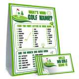 Funny Golf Theme Game Cards Set, What'S Your Golf Name Game, Including 1 Sign And 30 Stickers, Perfect For Birthday Party Activities