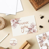 Boho Floral Thank You Cards Bulk 36 Pack Boho Rose Bouquets Note Cards With Envelope Stickers Flower Blank Cards For Wedding Bridal Shower Baby Shower Birthday Party, 4 X 6 Inch