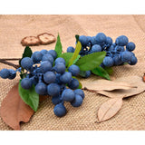 Artificial Blueberries 4 Pieces Lifelike Faux Fruit Berries Fake Flowers For Decoration (Blue)