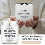 6 Year Anniversary Candle For Him, Her - 6Th Anniversary Iron Gifts For Women, Men, Wife, Husband - 6 Year Wedding Anniv. Gifts For Couple - 6 Years Of Marriage Presents